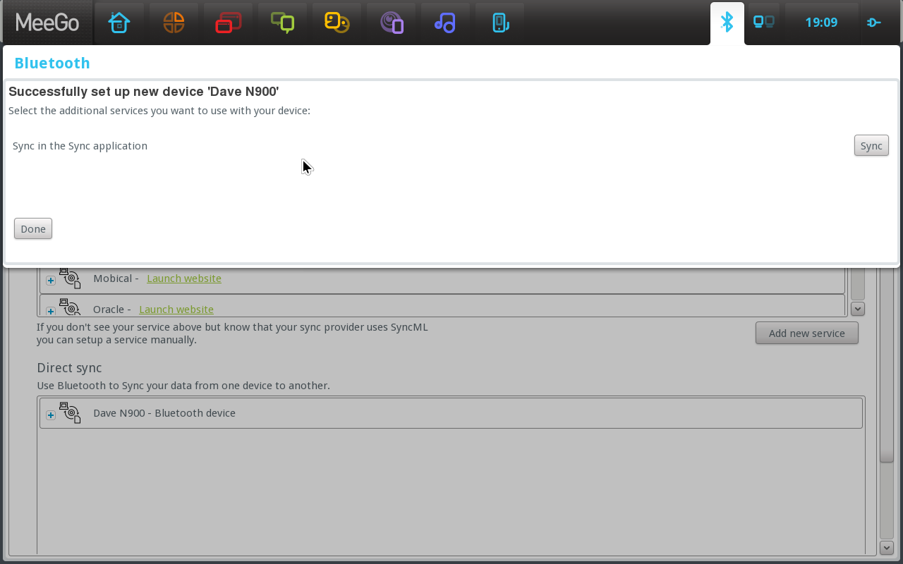 Sync a Bluetooth device, once it has been paired, on MeeGo 1.2